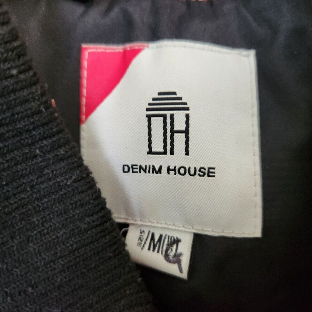 Denim House Boys Replica Bomber Jacket Kid's Medium Pilot Patched Flight Black - Picture 6 of 13